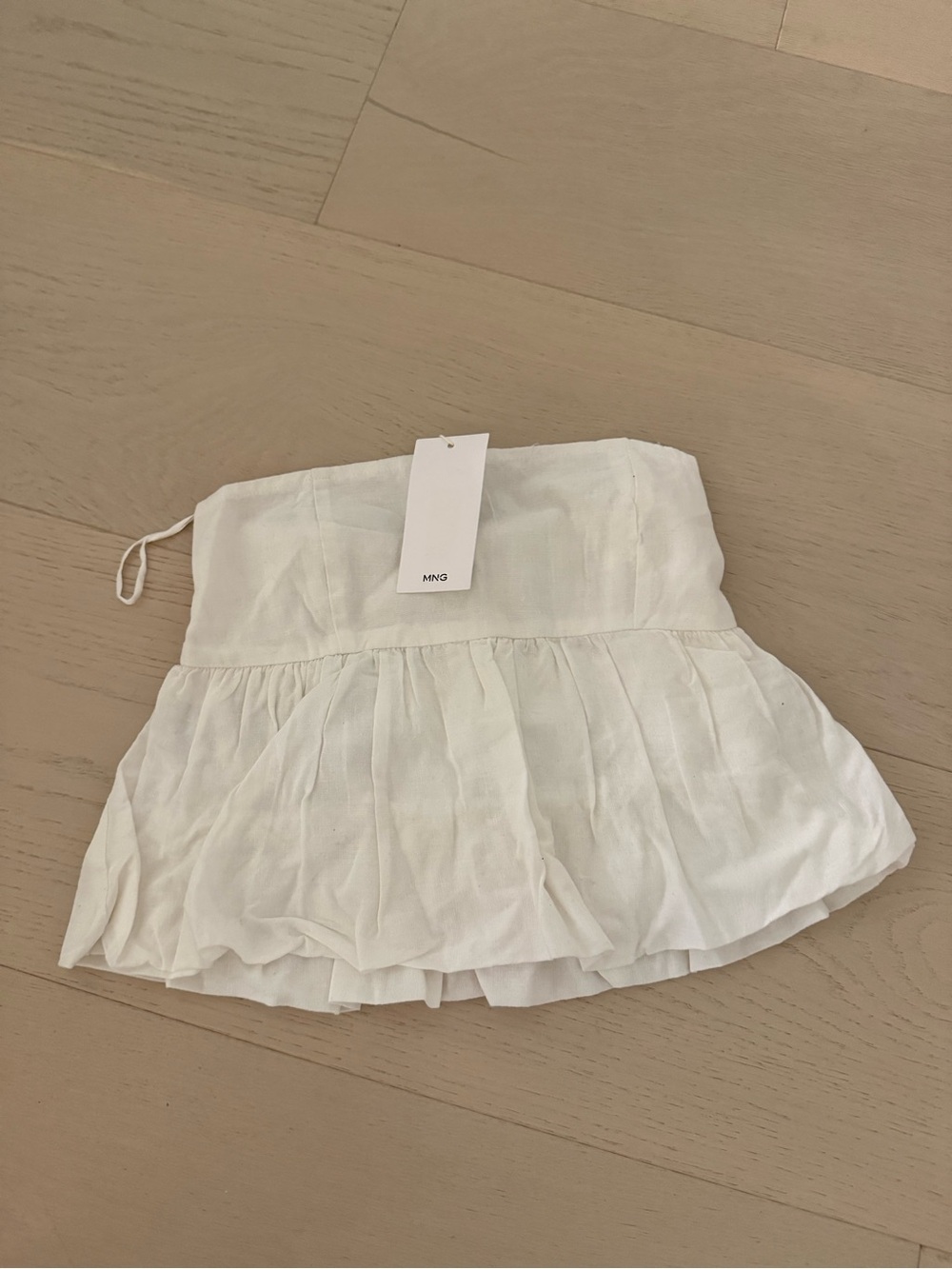 Mango White Girls Strapless Ruffle Top
